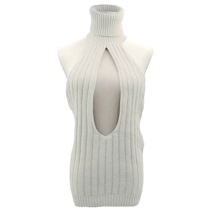 Sexy Hollow Out Pullover Backless Virgin Killer Sweater