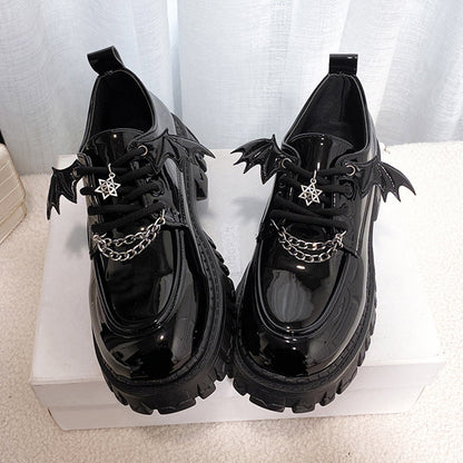 Lolita Gothic Wings Star Chain Mary Janes Shoes