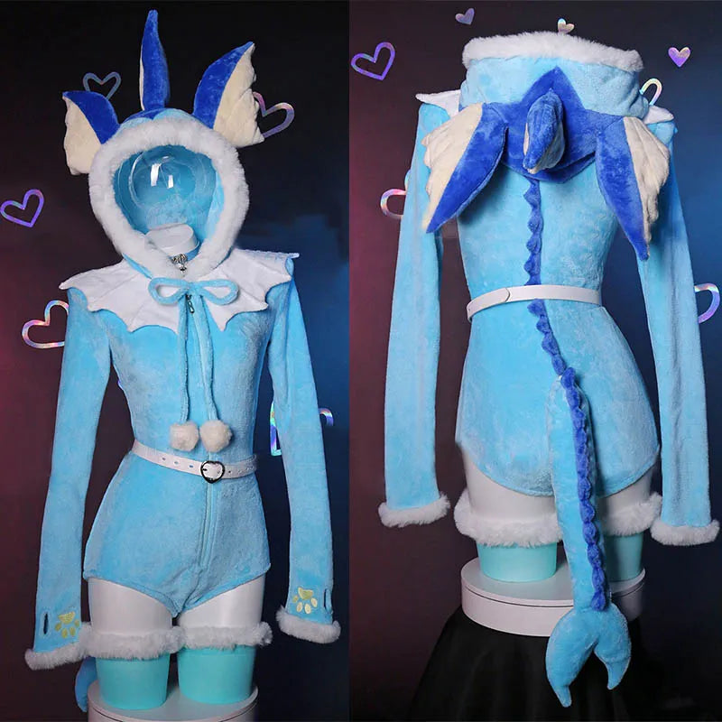 Cosplay Kawaii Cartoon Zipper Plush Jumpsuit Lingerie