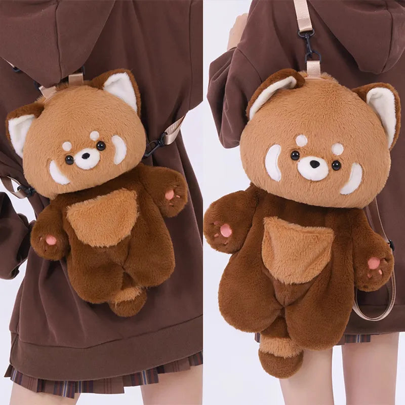 Kawaii Red Panda Plush Backpack Crossbody Bag