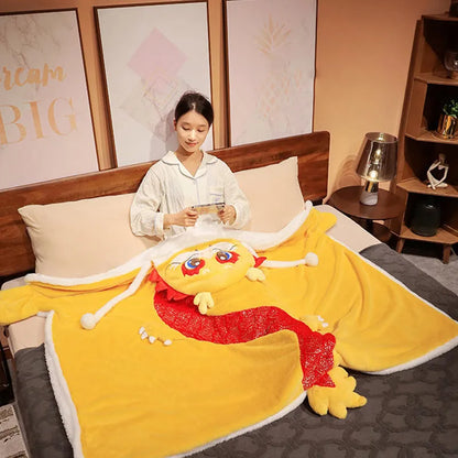 Cute Cartoon Dragon Plush Wearable Hooded Blanket