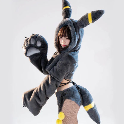 Cosplay Cartoon Bunny Bee Plush Hooded Lingerie Set