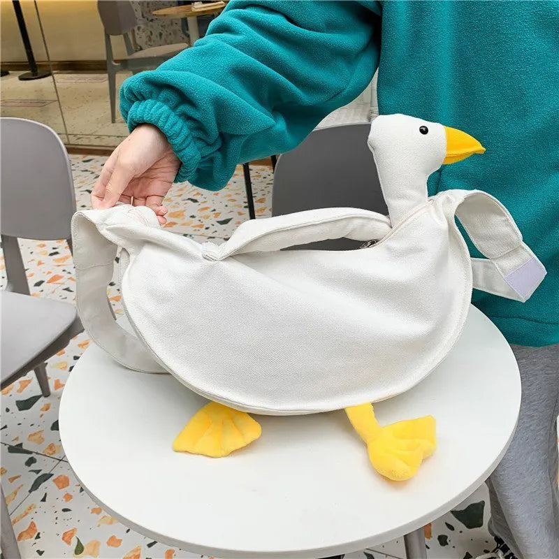 Kawaii Cartoon Duck Canvas Crossbody Bag