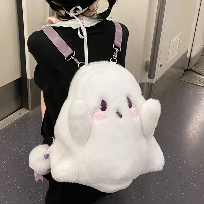 Kawaii Cartoon Ghost Plush Backpack