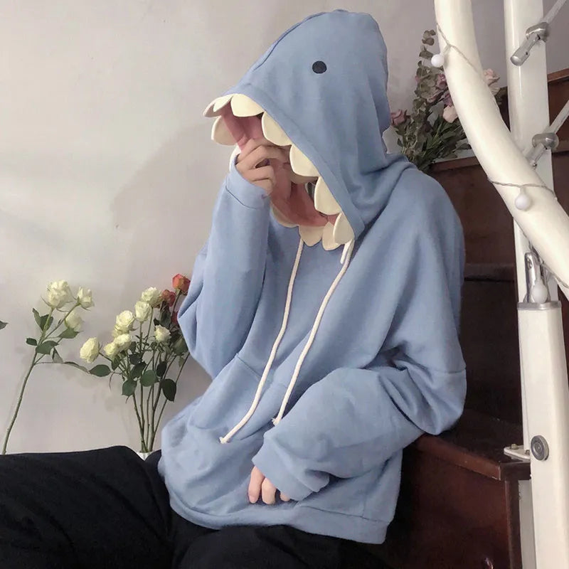 Kawaii Cartoon Shark Brooch Sweatshirt Hoodie