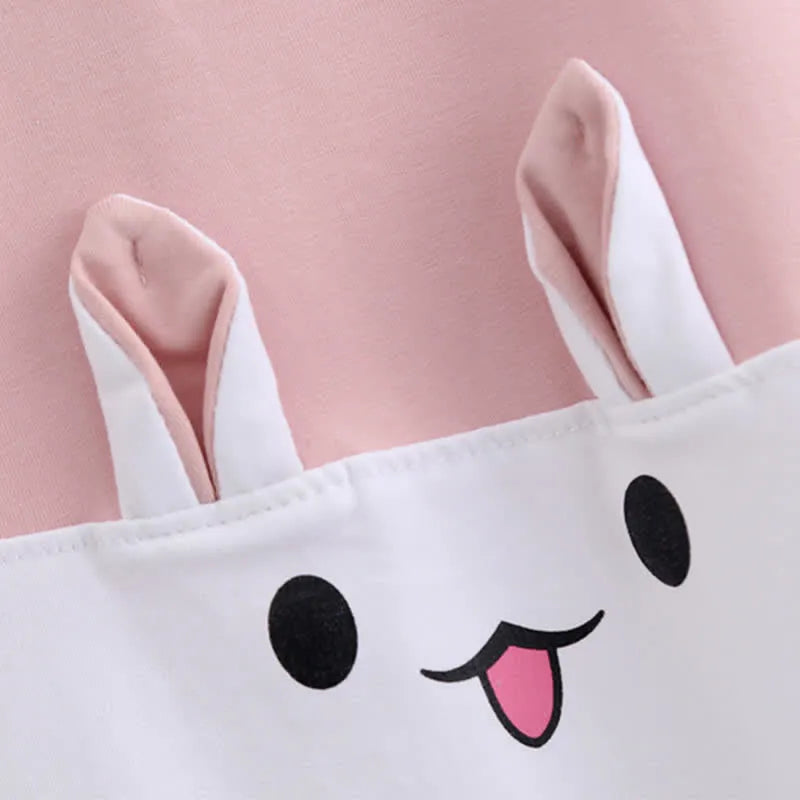 Kawaii Cartoon Bunny Carrot Print T-Shirt