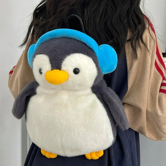 Kawaii Penguin Headphones Plush Backpack