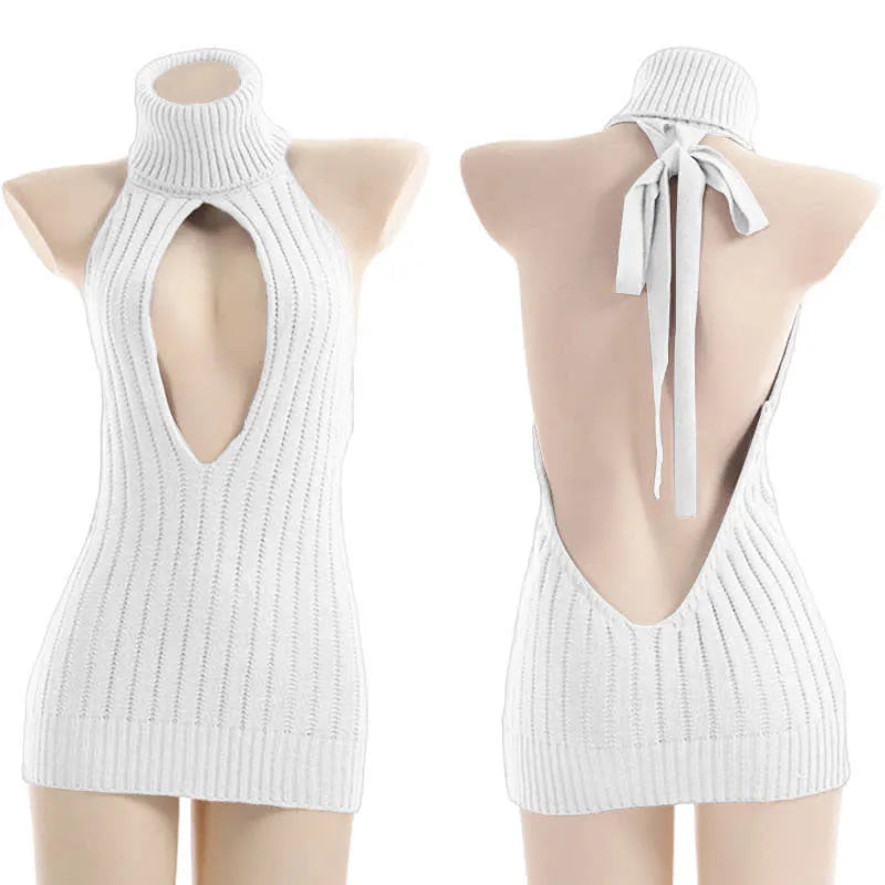 Sexy Hollow Out Pullover Backless Virgin Killer Sweater