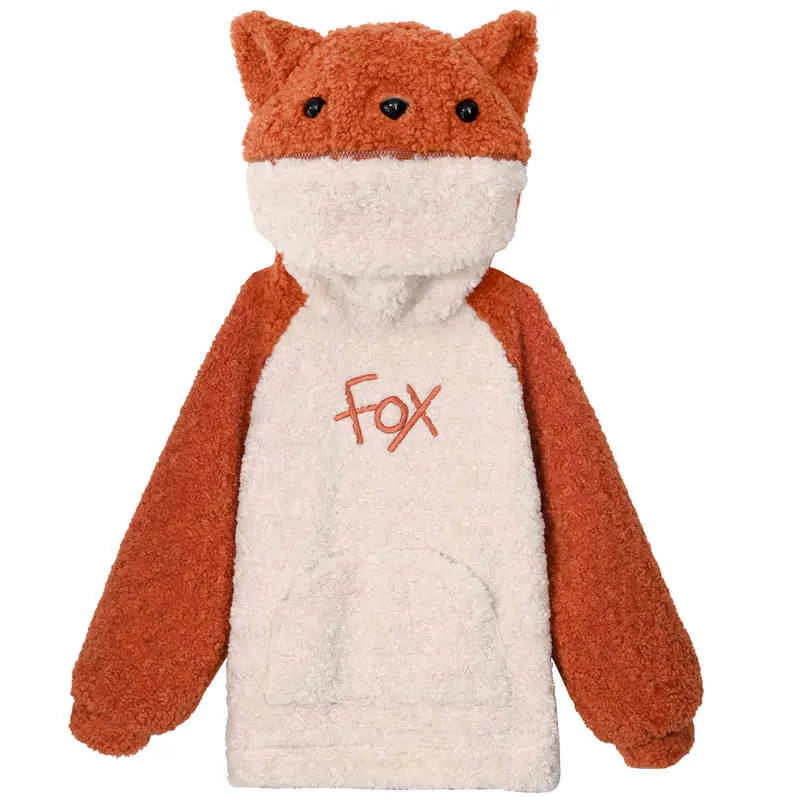 Kawaii Fox Letter Embroidery Loose Hoodie