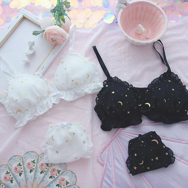 Sailor Moon Kitty Star Print Lace Lingerie Set
