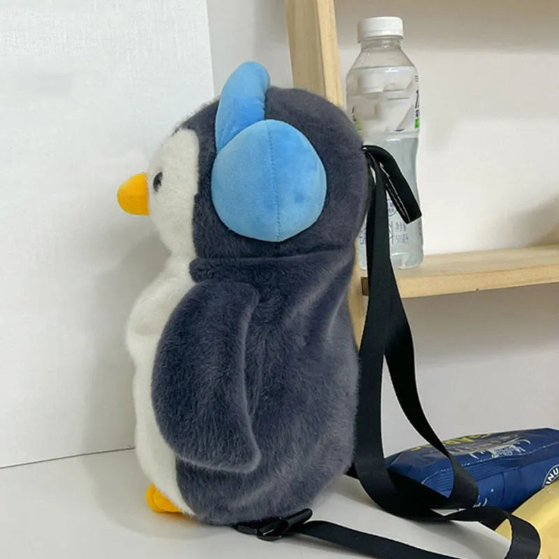 Kawaii Penguin Headphones Plush Backpack