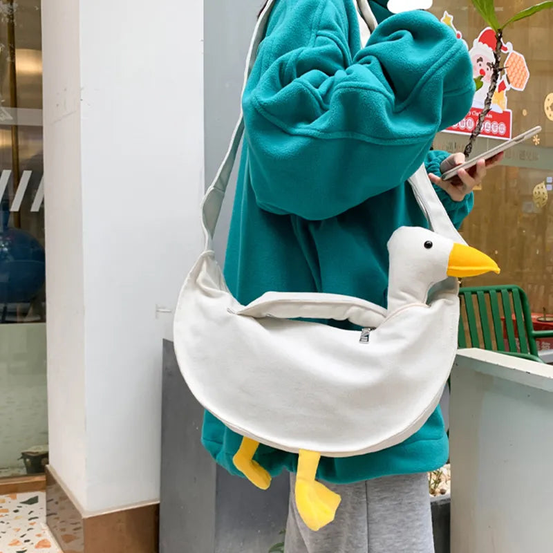 Kawaii Cartoon Duck Canvas Crossbody Bag