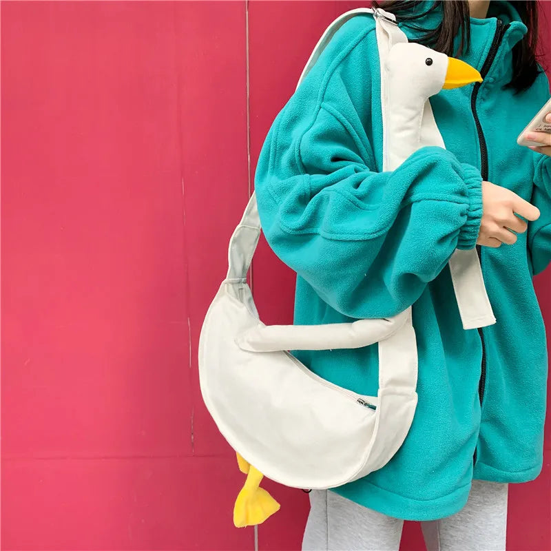 Kawaii Cartoon Duck Canvas Crossbody Bag