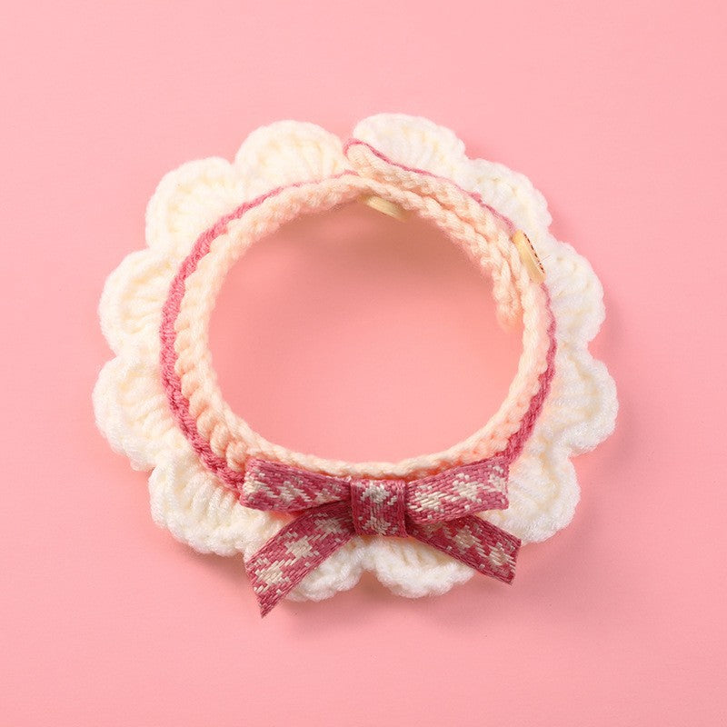 Bowknot Hand Knitted Cat Collar