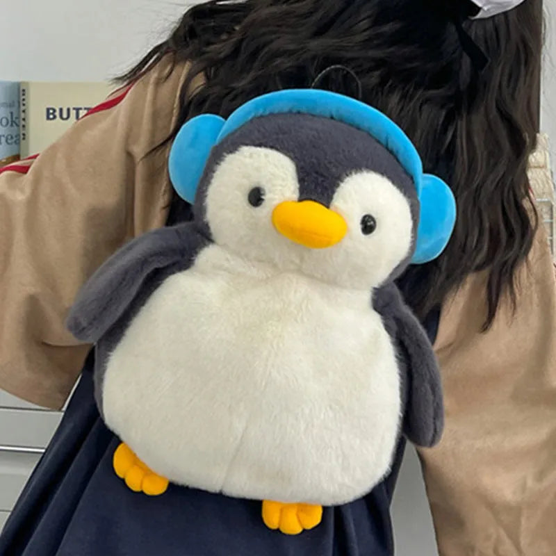 Kawaii Penguin Headphones Plush Backpack