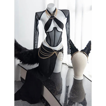 Sexy Cosplay Hollow Out Chain Lingerie Set