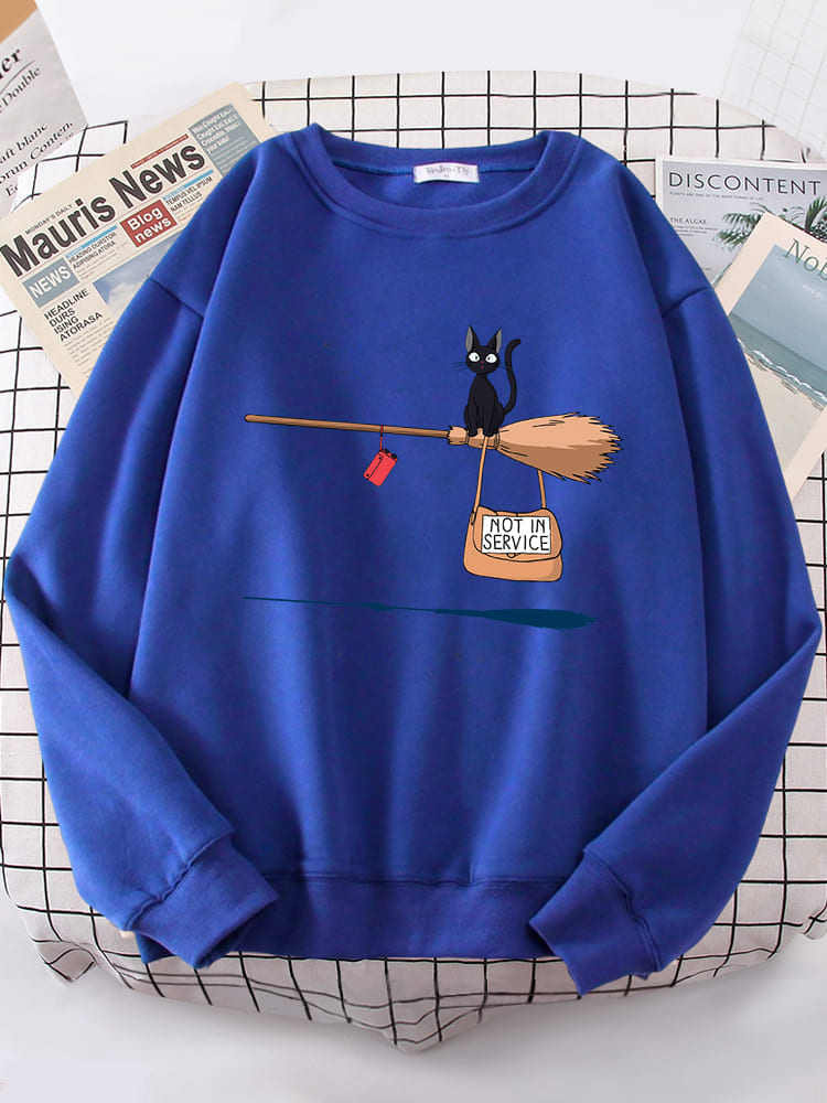 Broom Flying Black Cat Sweatshirt