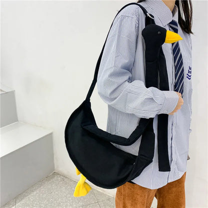 Kawaii Cartoon Duck Canvas Crossbody Bag