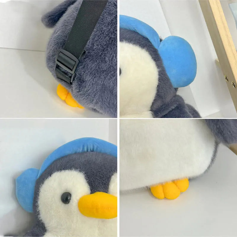 Kawaii Penguin Headphones Plush Backpack