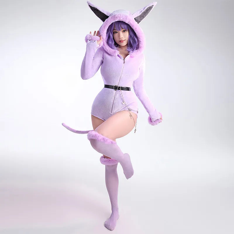 Cosplay Sexy Kitty Plush Jumpsuit Lingerie