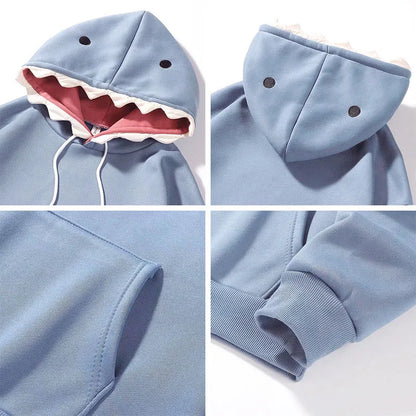 Kawaii Cartoon Shark Brooch Sweatshirt Hoodie