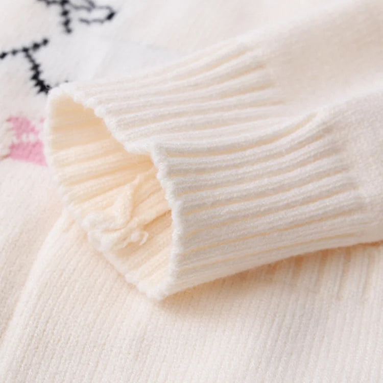 Japanese Cartoon Cat Print Sweater Shirt Denim Pants Set