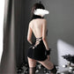 Hollow Out Kitty Style Knit Backless Lingerie