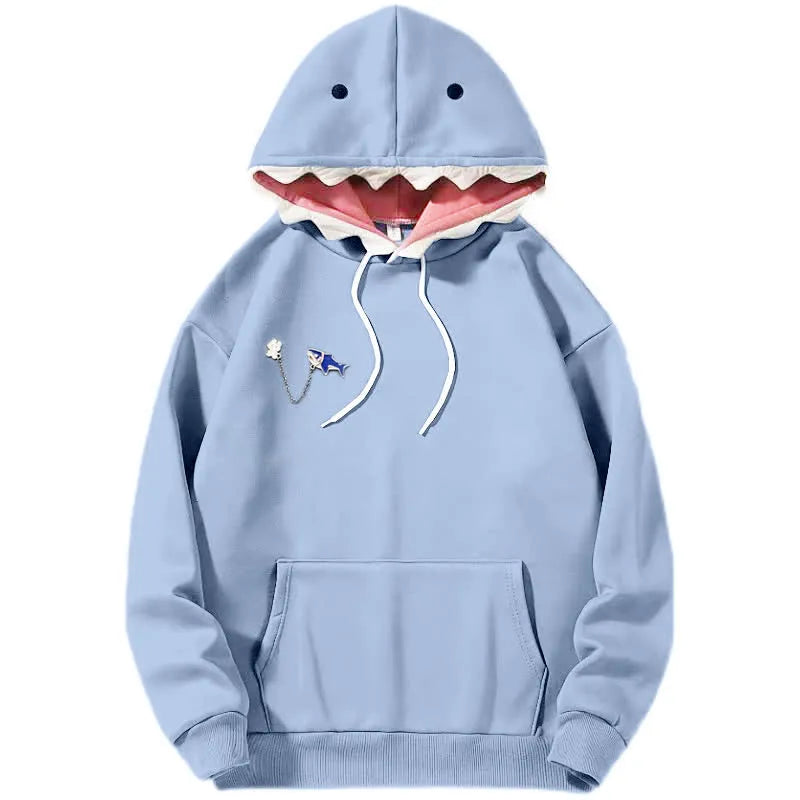 Kawaii Cartoon Shark Brooch Sweatshirt Hoodie