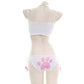 Cute Kitty Cat Paw Print Hollow Lingerie Set