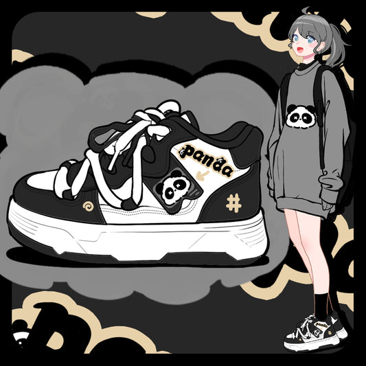 Kawaii Cartoon Panda Letter Sports Sneakers