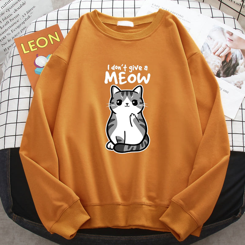 Cartoon Kitty Cat I Don't Give A Meow Sweatshirt