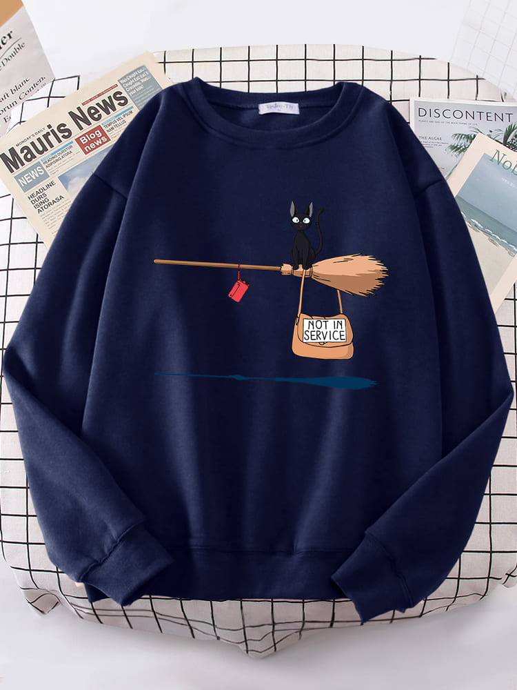Broom Flying Black Cat Sweatshirt