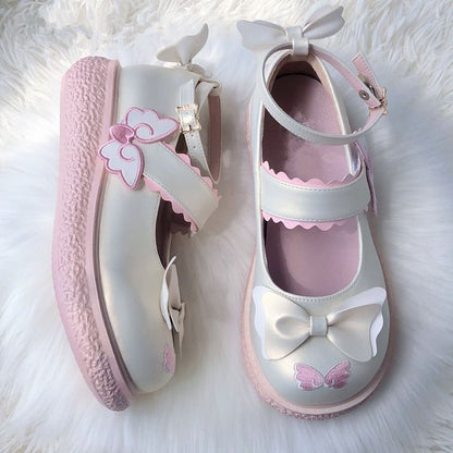 Kawaii Lolita Ribbon & Wings Mary Janes Shoes
