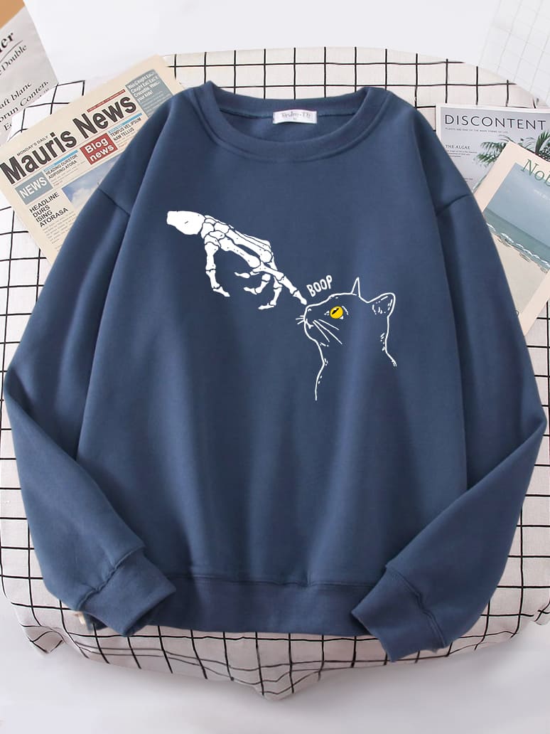 Skeleton Boop Cat Sweatshirt