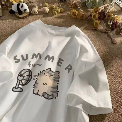 Cartoon Hot Summer Cat T-Shirt