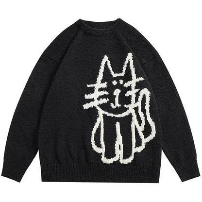 Cartoon Cat Graphic Knitwear Sweater