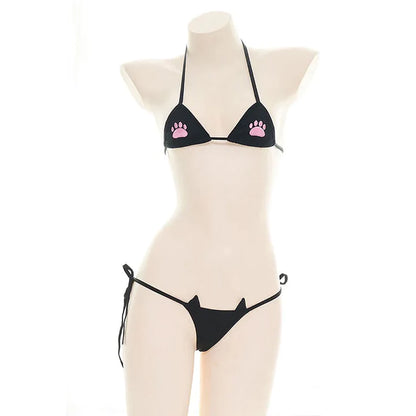 KItty Cat Paw Embroidery Lingerie Set