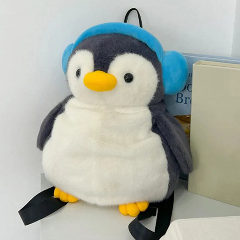 Kawaii Penguin Headphones Plush Backpack