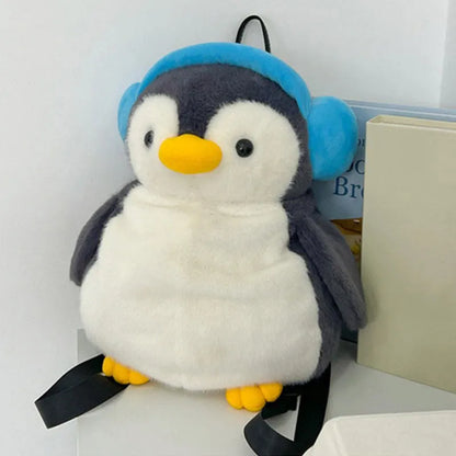 Kawaii Penguin Headphones Plush Backpack