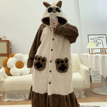 Cute Cartoon Kitty Hooded Pajamas Set