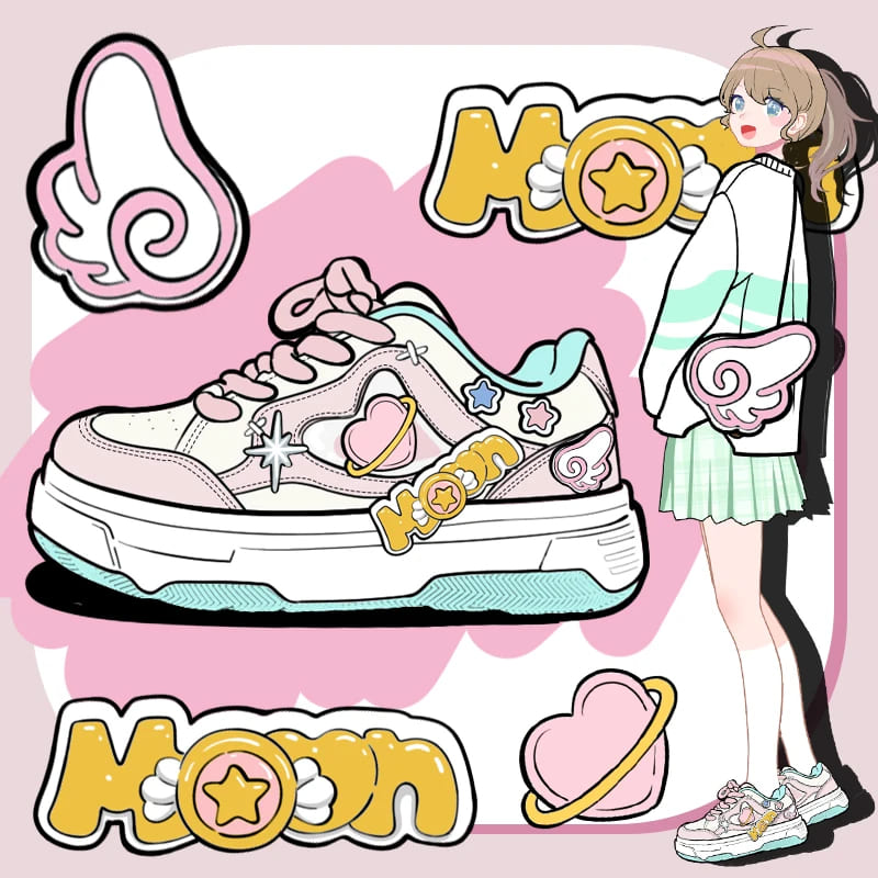 Kawaii Cartoon Heart Stars Sneakers