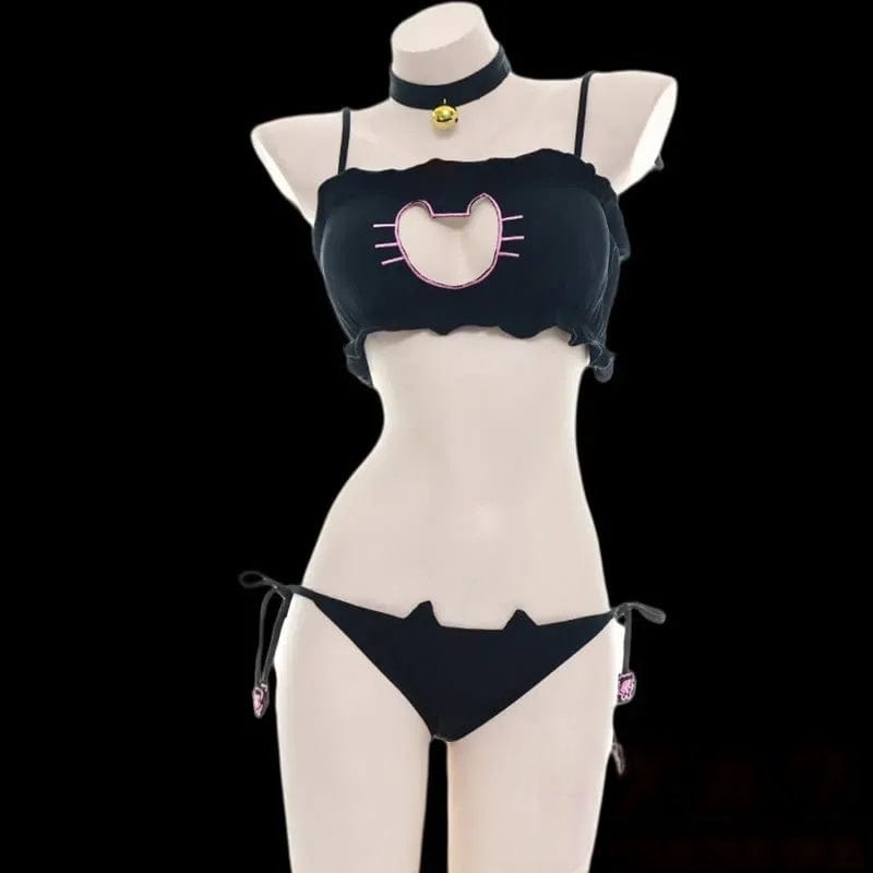 Cute Cat Paw Print Hollow Lingerie Set Meowhiskers Cute Cat Paw Print Hollow Lingerie Set Meowhiskers