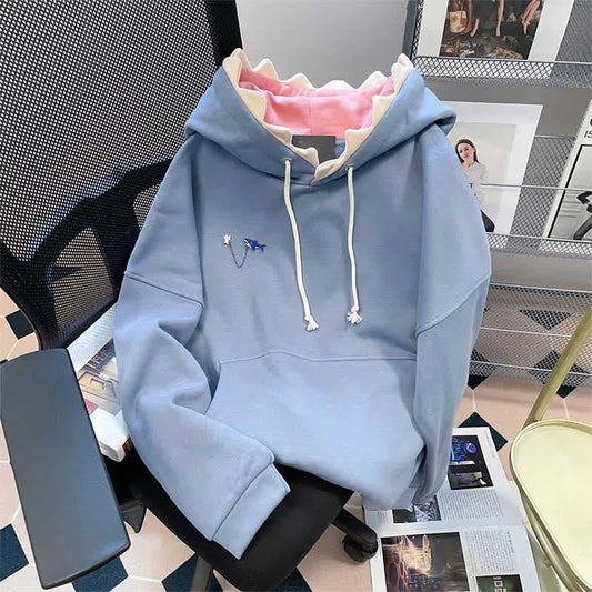 Kawaii Cartoon Shark Brooch Sweatshirt Hoodie