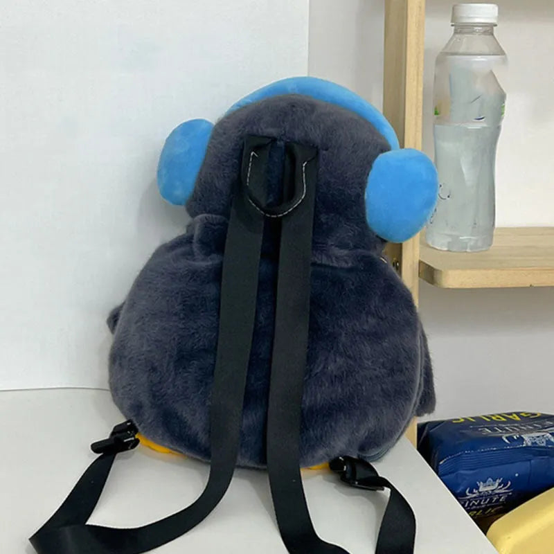 Kawaii Penguin Headphones Plush Backpack