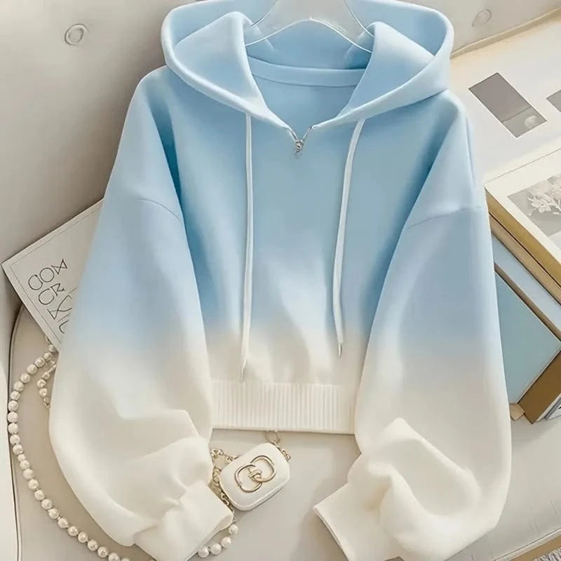 Gradient Zipper Casual Sweatshirt Hoodie – Meowhiskers