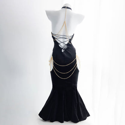 Sexy Open Chest Backless Chain Fishtail Dress
