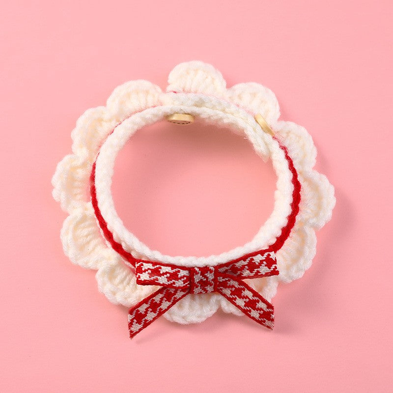 Bowknot Hand Knitted Cat Collar