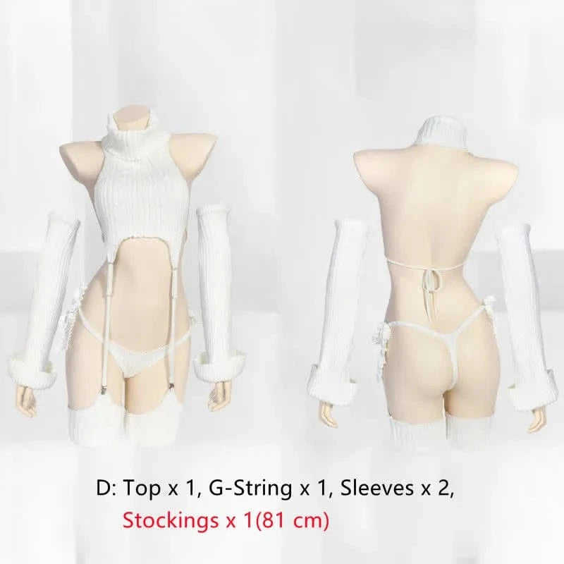 Sexy Hollow Out Backless Sweater Lingerie Set Meowhiskers Sexy Hollow Out Backless Sweater Lingerie Set Meowhiskers