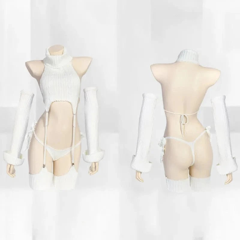 Sexy Hollow Out Backless Sweater Lingerie Set Meowhiskers Sexy Hollow Out Backless Sweater Lingerie Set Meowhiskers