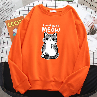 Cartoon Kitty Cat I Don't Give A Meow Sweatshirt